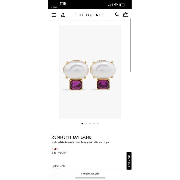 KENNETH JAY LANE Gold-plated, crystal and faux pearl clip earrings - Picture 1 of 4